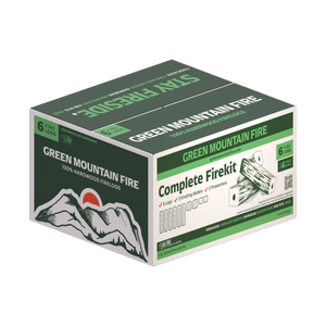 Green Mountain Fire - 100% Hardwood Fire Logs - 6 Log Complete Fire Kit