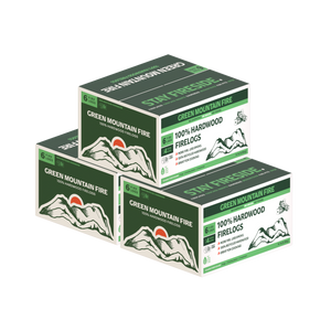 Green Mountain Fire - 100% Hardwood Fire Logs - 6 Log Complete Fire Kit (3-Pack Bundle)